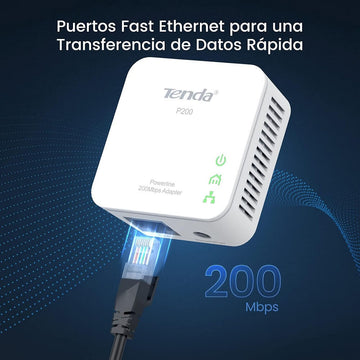 Tenda P200 Powerline Adapter Kit 200Mbps with 2 Ports 10/100 Mbps - Imported from UK